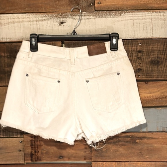 NWOT POL Distressed Denim High Rise-Short w/stripe detail - Picture 2 of 5